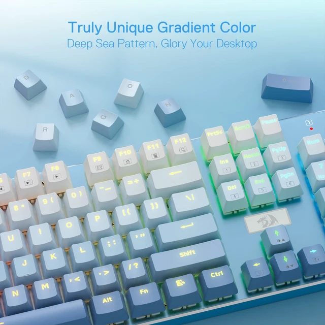 Alt view image 5 of 7 - K556 Wired RGB Mechanical Gaming Keyboard, 104-Key Aluminum Board | Solid Desktop Stability, 20 Backlits for Immersive ESports Vibe, Hot-swap Creamy Custom Linear Switch, Gradient Blue Keycaps