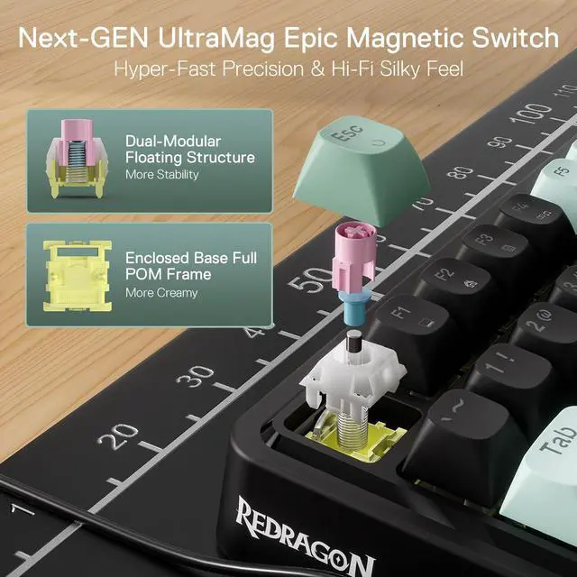 Alt view image 3 of 7 - K686 HE Rapid Trigger Gaming Keyboard, 8K Wired Mechanical Keyboard w/Next-Gen UltraMag 100% POM Silky Magnetic Switch, Dual-Module Floating Patent Structure Design, 2-Layer Noise Dampening