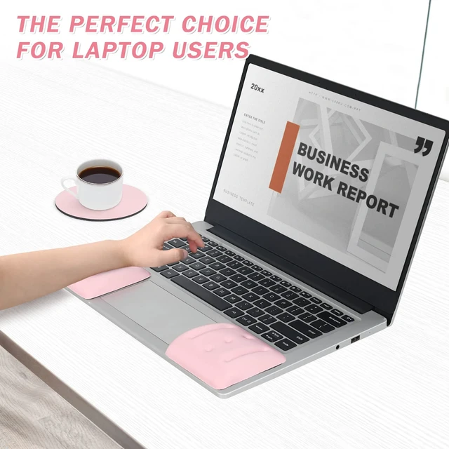 Alt view image 2 of 6 - VAGAU Wrist Rests for Laptop, Wrist Support for Keyboard and Mouse Pink | Ergonomic Memory Foam Wrist Pads for Laptop, Office, Computer, Comfortable Typing Wrist Pain & Carpal Tunnel Relief