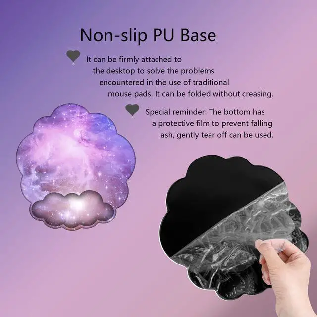 Alt view image 3 of 7 - Cloud Wrist Rest Keyboard Galaxy Mouse Pad with Wrist Rest Ergonomic Space Wrist Pad Memory Foam Non-Slip Wrist Support for Computer Laptop Gaming Home Office Relief Typing Pain Gradient Pink Purple