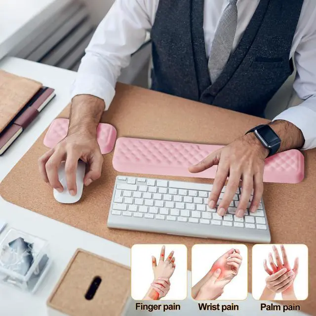 Alt view image 4 of 7 - Keyboard Wrist Rest Mouse Wrist Support, Memory Foam Wrist Rest Pad for Computer Laptop, Ergonomic Wrist Cushion Support for Typing Pain Relief, Gaming Home Office, Pink