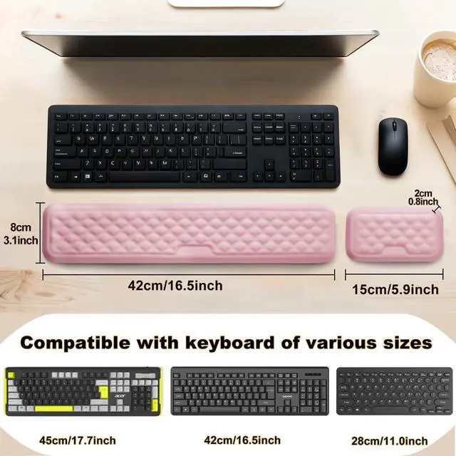 Alt view image 5 of 7 - Keyboard Wrist Rest Mouse Wrist Support, Memory Foam Wrist Rest Pad for Computer Laptop, Ergonomic Wrist Cushion Support for Typing Pain Relief, Gaming Home Office, Pink