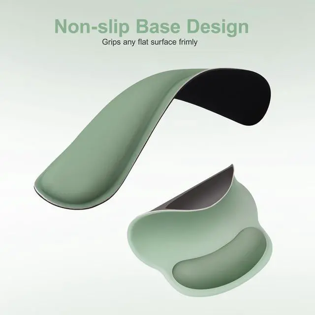 Alt view image 4 of 7 - Wrist Rest Support for Mouse Pad&Keyboard Set, Streamline Ergonomic Mousepad&Coaster Non-Slip Base Home/Office Pain Relief&Easy Typing Pad with Soft Cloth&Silicone Lining, Antique Green