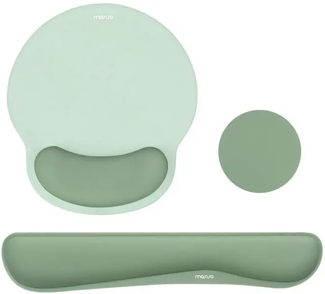 Main image of Wrist Rest Support for Mouse Pad&Keyboard Set, Streamline Ergonomic Mousepad&Coaster Non-Slip Base Home/Office Pain Relief&Easy Typing Pad with Soft Cloth&Silicone Lining, Antique Green