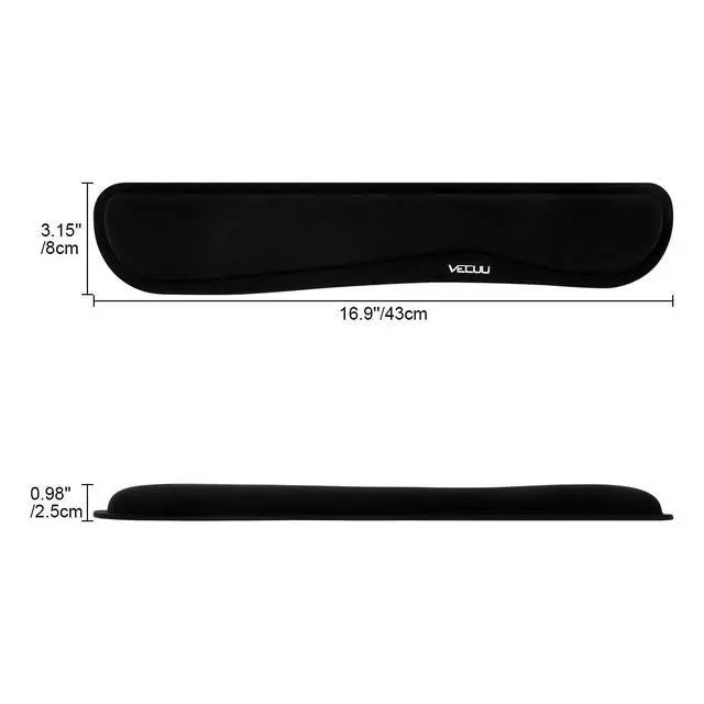 Alt view image 2 of 7 - VECUU Keyboard Wrist Rest, Pad with Ergonomic Raised Memory Foam for Easy Typing & Pain Relief, Anti-Slip Wrist Support Suit for Computer, Laptop, Office, PC Gaming (Black)