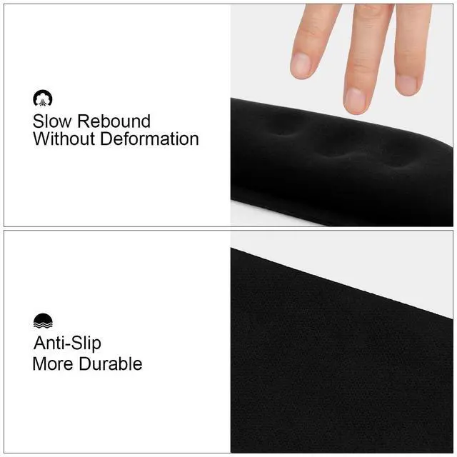 Alt view image 4 of 7 - VECUU Keyboard Wrist Rest, Pad with Ergonomic Raised Memory Foam for Easy Typing & Pain Relief, Anti-Slip Wrist Support Suit for Computer, Laptop, Office, PC Gaming (Black)