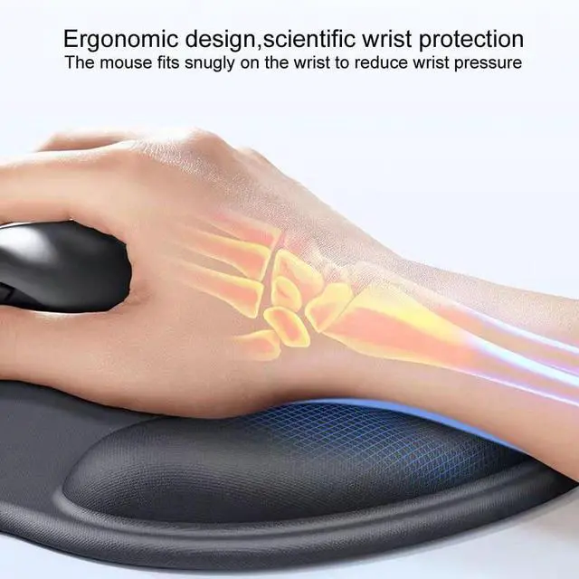 Alt view image 2 of 7 - 2 Pack Ergonomic Mouse Pad with Wrist Rest Support, Mousepad with Comfortable Gel Wrist Rest Support and Lycra Cloth,for Easy Typing Pain Relief Durable and Easy to Clean,Black