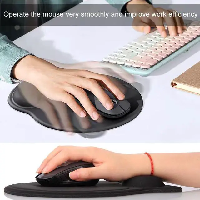 Alt view image 3 of 7 - 2 Pack Ergonomic Mouse Pad with Wrist Rest Support, Mousepad with Comfortable Gel Wrist Rest Support and Lycra Cloth,for Easy Typing Pain Relief Durable and Easy to Clean,Black
