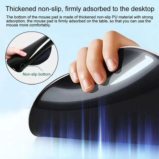 Alt view image 4 of 7 - 2 Pack Ergonomic Mouse Pad with Wrist Rest Support, Mousepad with Comfortable Gel Wrist Rest Support and Lycra Cloth,for Easy Typing Pain Relief Durable and Easy to Clean,Black