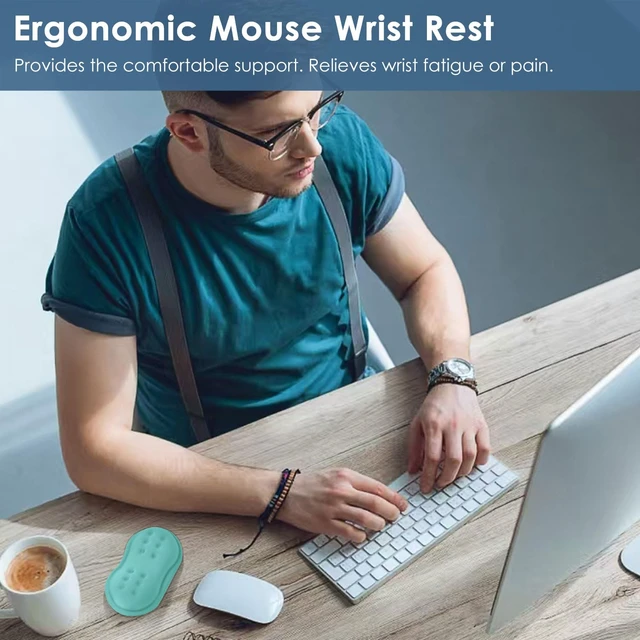 Alt view image 2 of 7 - Mouse Wrist Rest, Desk Wrist Pad for Mouse, Comfortable Computer Mouse Wrist Support, Ergonomic Wrist Rest with Memory Foam Fillings, Non-Slip Base (Black)