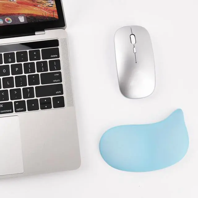 Alt view image 5 of 7 - Mouse Wrist Rest Pad, Small Gel Mouse Keyboard Support Cushion Non-Slip Base, for Easy Typing and Wrist Pain Relief Office Computer, Laptop, PC Gaming (Blue)