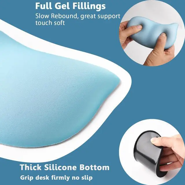 Alt view image 2 of 7 - Mouse Wrist Rest Pad, Small Gel Mouse Keyboard Support Cushion Non-Slip Base, for Easy Typing and Wrist Pain Relief Office Computer, Laptop, PC Gaming (Blue)