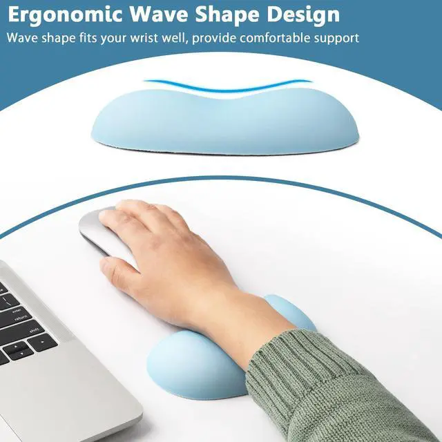 Alt view image 3 of 7 - Mouse Wrist Rest Pad, Small Gel Mouse Keyboard Support Cushion Non-Slip Base, for Easy Typing and Wrist Pain Relief Office Computer, Laptop, PC Gaming (Blue)