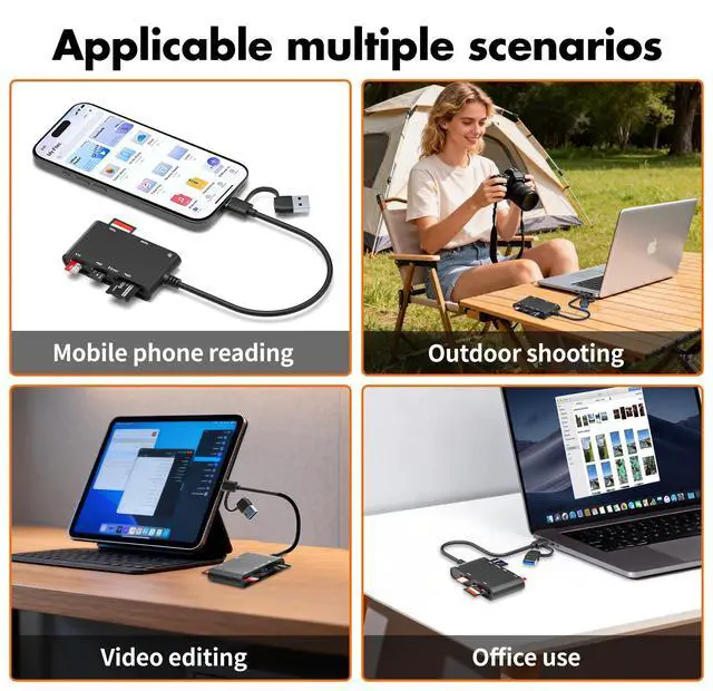 Alt view image 7 of 7 - USB C/USB SIM Card Adapter for iPhone - 7 in 2 CAC Reader Military Smart Card Reader & SD/TF/M2/ID/IC/SIM/PIV/Ms Pro Duo Card Reader for iPhone 17/16/15/iPad/PC/Laptop/Windows/Linux Plug and Play
