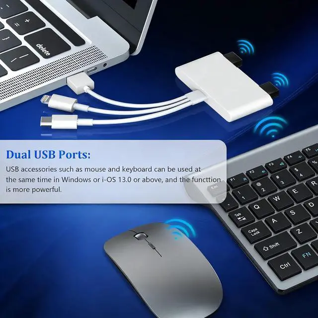 Alt view image 5 of 7 - 3 in 1 SD Card Reader for iPhone 17 16 15 14 13, USB-C and Lightning to SD/TF Card Adapter with Charging Port, Dual Connector Memory Card Viewer for iPad, Android, Camera, Trail Cam, Plug and Play