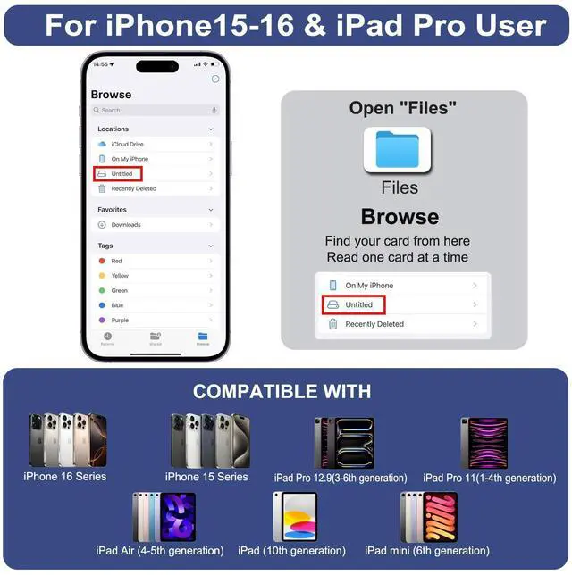 Alt view image 6 of 7 - SD Card Reader, USB 3.0 Type C High Speed to SD/TF Card Adapter, for iPhone 15/Android Phone/iPad/Mac/Laptop, Three Card Slot Micro SD Card Reader Supports SD Micro SD CF Card, No App Required