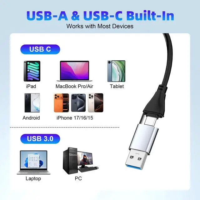 Alt view image 4 of 7 - 7-in-2 Memory Stick Pro Duo Card Reader, USB-A & USB-C Multi-Card Reader for SD/TF/CF/MS/XD Memory Cards, 5Gbps High-Speed Transfer, SD Card Reader for iPhone 15/16/17, MacBook, iPad, Android, Camera