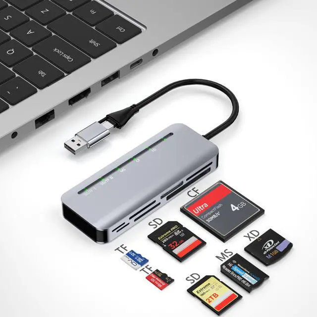 Main image of 7-in-2 Memory Stick Pro Duo Card Reader, USB-A & USB-C Multi-Card Reader for SD/TF/CF/MS/XD Memory Cards, 5Gbps High-Speed Transfer, SD Card Reader for iPhone 15/16/17, MacBook, iPad, Android, Camera