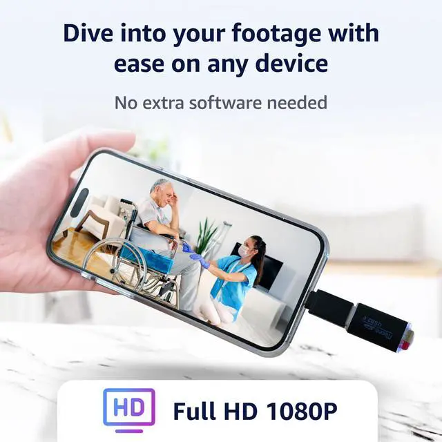 Alt view image 5 of 5 - Hidden Spy Camera 1080p Plug-in Mini Cam, No Wi-Fi, MicroSD Recording, Motion Detect, Loop Storage, Wide-Angle Lens Discreet Indoor Nanny Cam for Home & Office