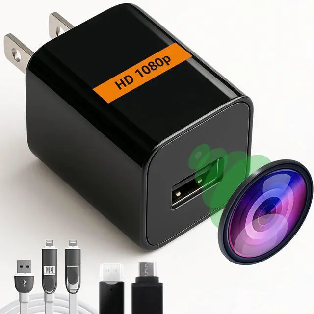 Main image of Hidden Spy Camera 1080p Plug-in Mini Cam, No Wi-Fi, MicroSD Recording, Motion Detect, Loop Storage, Wide-Angle Lens Discreet Indoor Nanny Cam for Home & Office