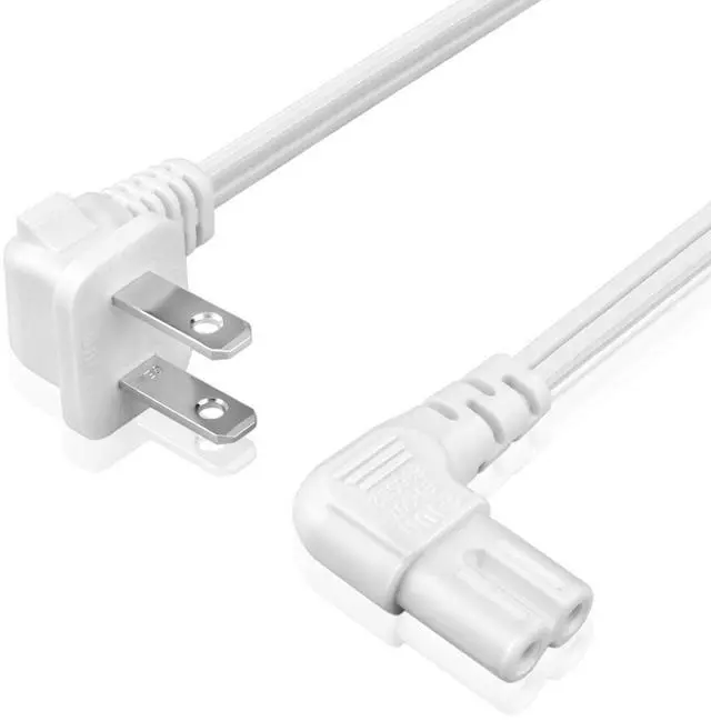 Main image of TNP 10 ft Right Angle 2-Prong C7 Power Cord for Samsung and LG TVs, White | Figure-8 Replacement Cable for Ps5, Ps4, Xbox Series X/S, Printers, Soundbars, and Other Compatible Devices