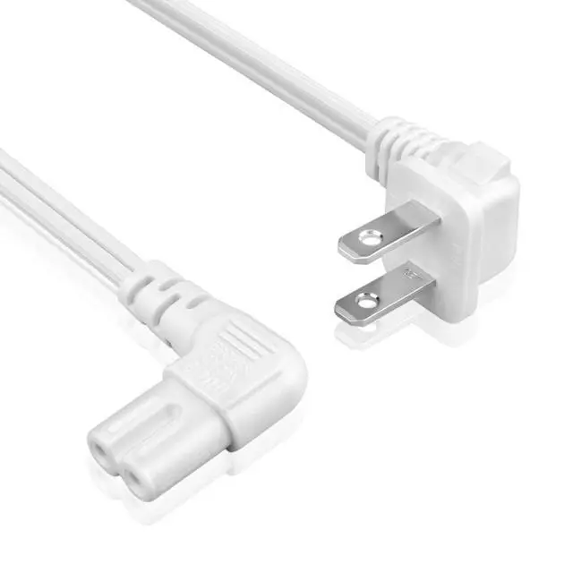 Alt view image 2 of 7 - TNP 10 ft Right Angle 2-Prong C7 Power Cord for Samsung and LG TVs, White | Figure-8 Replacement Cable for Ps5, Ps4, Xbox Series X/S, Printers, Soundbars, and Other Compatible Devices