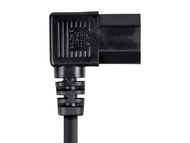 Alt view image 6 of 6 - Right Angle Power Cord - NEMA 5-15P to Right Angle IEC 60320 C13, 15 Amp, 1875 Watt, 125 Volt, 14AWG, 2 Feet, Black