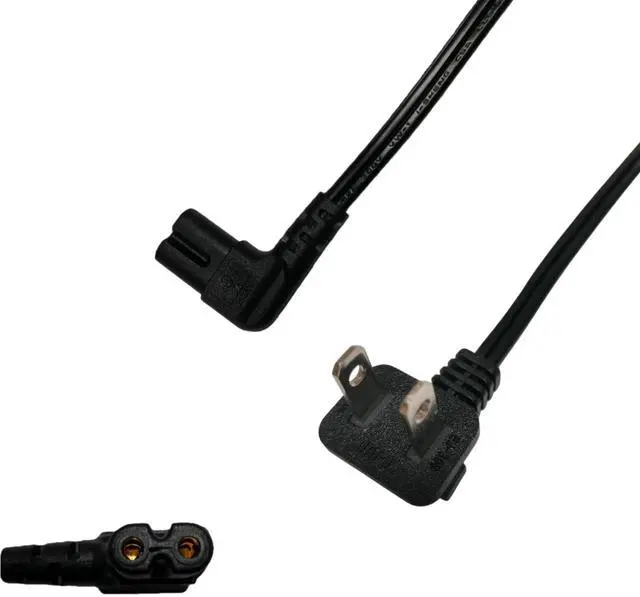 Main image of TV Power Cord Degree Angled 2 Prong Power Cable 2-Slot Non-Polarized Angle Power Cord for Samsung TV TCL LG Replacement L Shape 10 Feet 18 AWG