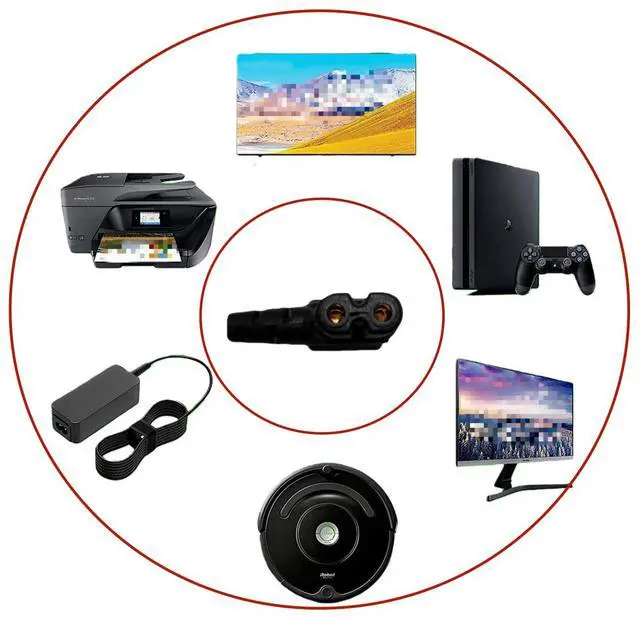 Alt view image 5 of 5 - TV Power Cord Degree Angled 2 Prong Power Cable 2-Slot Non-Polarized Angle Power Cord for Samsung TV TCL LG Replacement L Shape 10 Feet 18 AWG