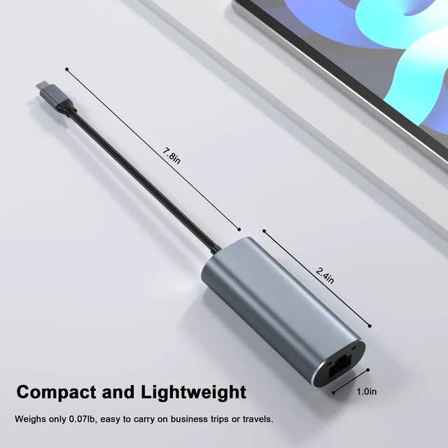 Alt view image 6 of 7 - USB C to Ethernet Adapter 2.5 Gigabit, Ethernet to USB C Adapter, 2.5Gbps Network Connector for Dell/HP/Mac Laptop, USB Network Connector, Type-C to RJ45 LAN, RJ45 Cable Converter