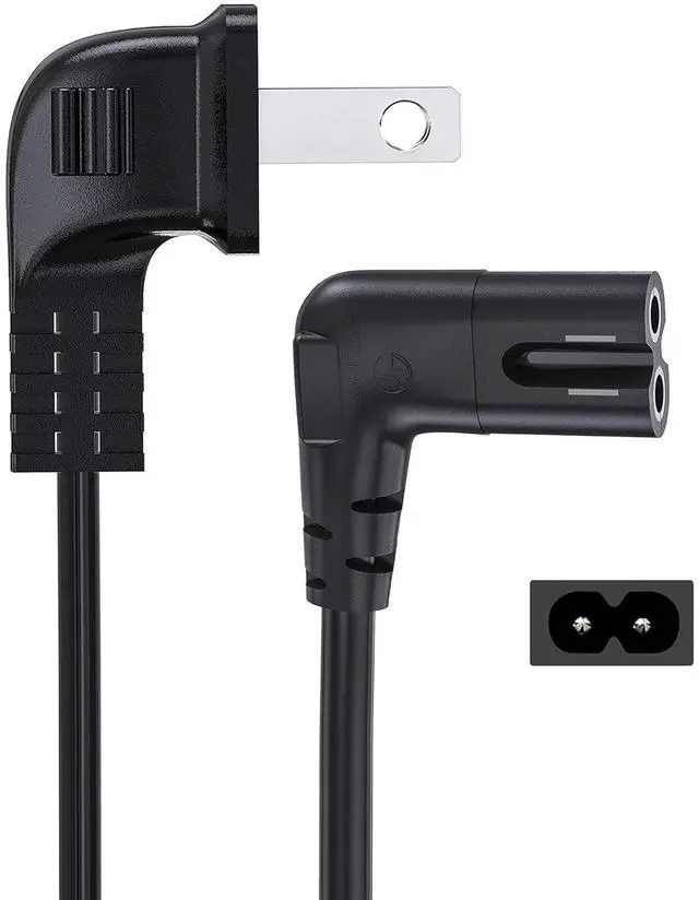 Main image of 10FT TV Power Cable for LG TV 24" 28" 32" 40" 43" 48" 49" 50" 55" 60" 65" 75" 80" 85" Inch, 90 Degree Angled 18AWG 2-Prong to L-Shaped C7 Power Cord for LG 43LH570A 55UH6090 Frame Power Cord Cable