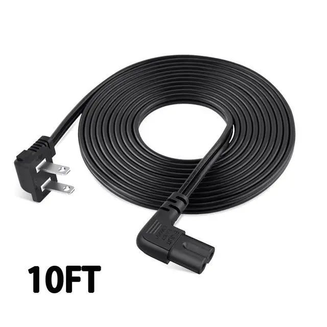 Alt view image 7 of 7 - 10FT TV Power Cable for LG TV 24" 28" 32" 40" 43" 48" 49" 50" 55" 60" 65" 75" 80" 85" Inch, 90 Degree Angled 18AWG 2-Prong to L-Shaped C7 Power Cord for LG 43LH570A 55UH6090 Frame Power Cord Cable