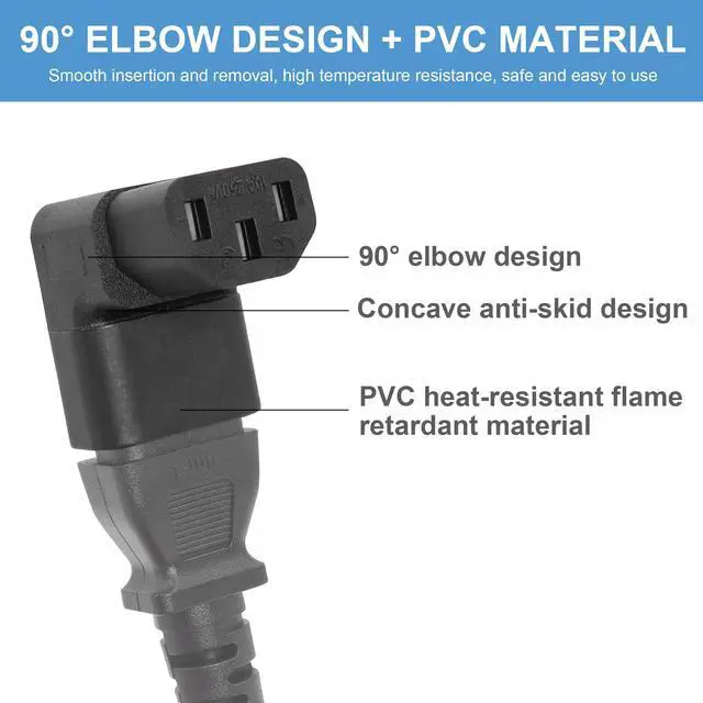 Alt view image 4 of 7 - IEC 320 Male C14 to 90 Degree Down Right Angled C13 Power Extension Adapter, 2PCS