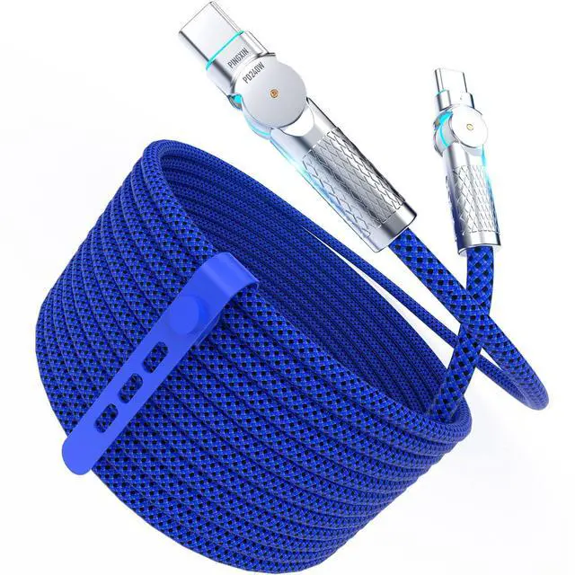 Main image of USB C to USB C Cable 10FT 240W, 180°Rotating USB C Cable Braided Type C Charger Cable Fast Charge for iPhone 17/16Pro 17/16Plus 17/16ProMax,MacBook Air,iPad Pro,Pixel,Samsung Galaxy S23/S24Ultra-Blue