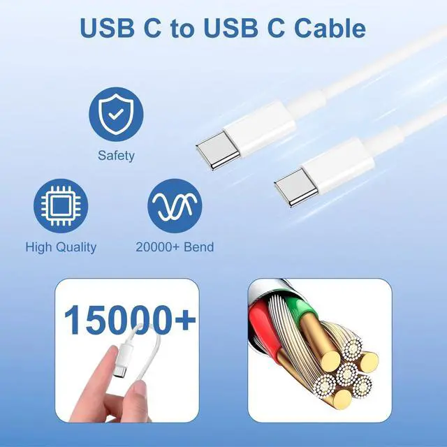 Alt view image 5 of 7 - 240W USB C to C Charger Cable 10ft, Long Type C iPhone Fast Charging Cord Wire for MacBook Pro/MacBook Air/M5/M4/M3/M2/iPad Pro/Air/Apple iPhone 17 Pro 16 15 Pro Max/Samsung Galaxy/Plus/Laptop/Tablet