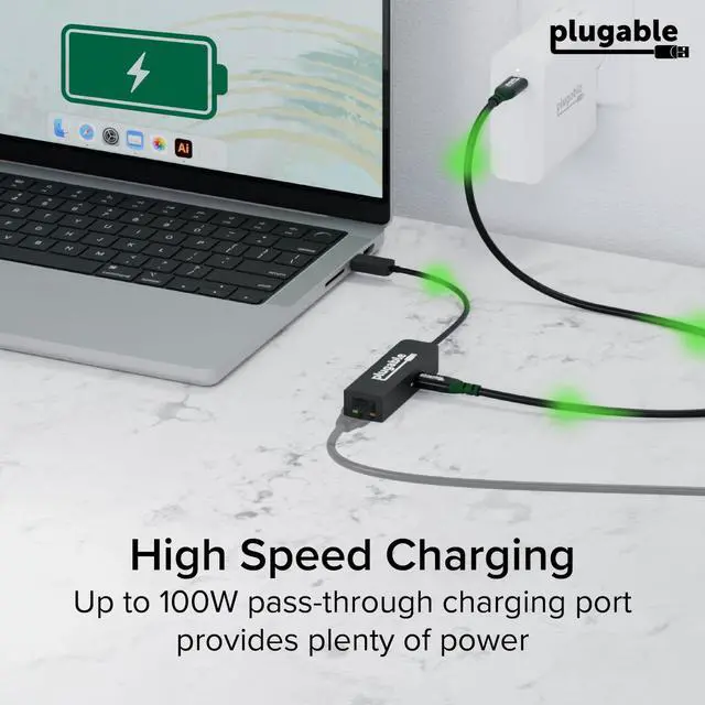 Alt view image 4 of 7 - USB C to Ethernet Adapter 2.5Gb with 100W USB-C PD Charging, 2.5 Gigabit Type C USB Ethernet Adapter for Windows, MacBook, Chrome, iPad, Surface, XPS, Thunderbolt 4, USB4 (USBC-E2500PD)