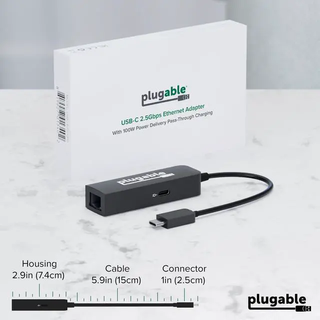 Alt view image 7 of 7 - USB C to Ethernet Adapter 2.5Gb with 100W USB-C PD Charging, 2.5 Gigabit Type C USB Ethernet Adapter for Windows, MacBook, Chrome, iPad, Surface, XPS, Thunderbolt 4, USB4 (USBC-E2500PD)