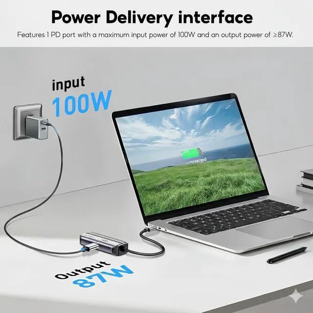 Alt view image 6 of 7 - 2-in-1 USB-C Ethernet Adapter, 2.5G/1G/100Mbps RJ45 LAN Converter with PD 87W Fast Charging, Plug-and-Play for Laptops (Windows/macOS/Linux)