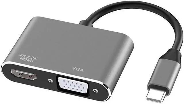 Main image of Aomoproing USB3.1 TypeC to HDMI VGA Adapter (Grey), Portable Converter Cable for MacBook Connected To Display/Projector