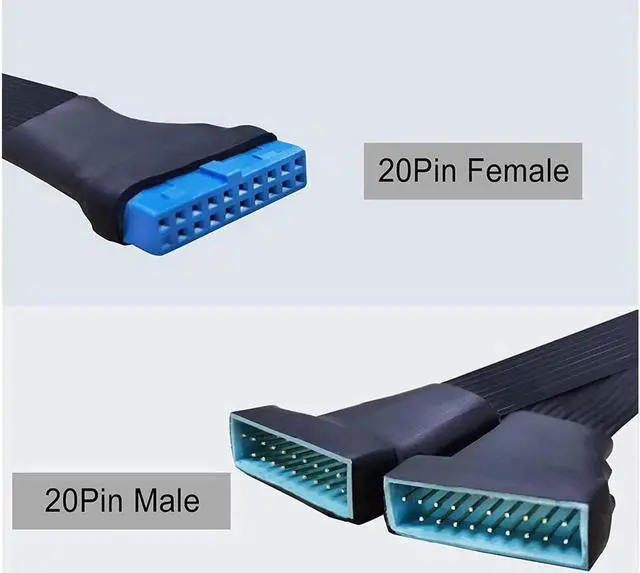 Alt view image 2 of 6 - Aomoproing USB 3.0 Header Extension Cable 19/20 Pin 1 to 2 Y Splitter, Internal USB 3.0 Header Multiplier Extension Adapter for PC Motherboard DIY, 5.9 Inch