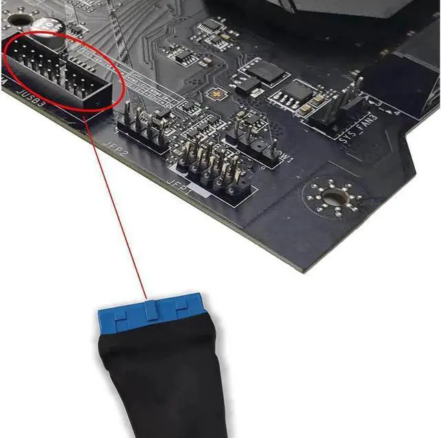 Alt view image 5 of 6 - Aomoproing USB 3.0 Header Extension Cable 19/20 Pin 1 to 2 Y Splitter, Internal USB 3.0 Header Multiplier Extension Adapter for PC Motherboard DIY, 5.9 Inch