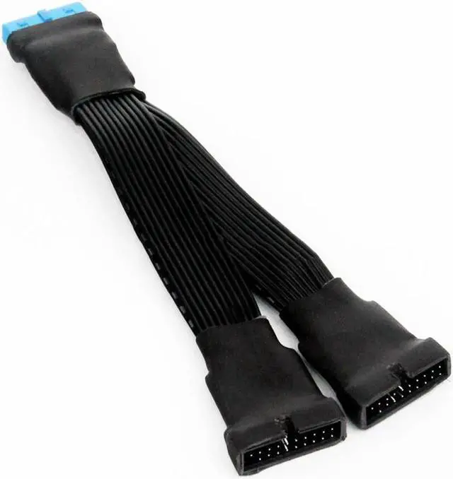 Alt view image 5 of 5 - Aomoproing 12cm 19-pin to USB 3.0 20-pin Power Splitter Cable, 1 to 2 Splitter 18AWG for Motherboard