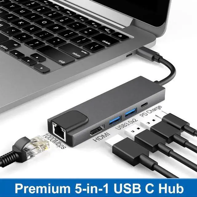 Main image of Aomoproing 5-in-1 Type-C Docking Station, HDMI + Network Card + USB Expansion Hub, USB Splitter Line Extender Dock for Laptops, Tablets, Phones