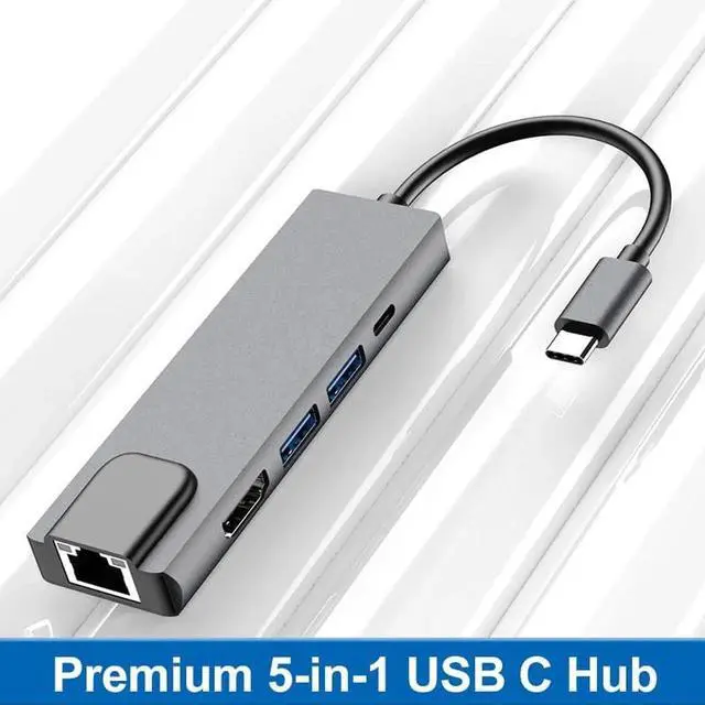 Alt view image 4 of 4 - Aomoproing 5-in-1 Type-C Docking Station, HDMI + Network Card + USB Expansion Hub, USB Splitter Line Extender Dock for Laptops, Tablets, Phones