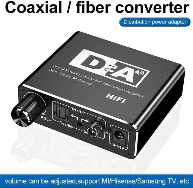 Alt view image 5 of 6 - Aomoproing Digital Rotary Fiber Coaxial to 5.1 Audio Decoder, Coaxial Transfer Converter with 3.5mm Headphone & Ribbon Adjustment
