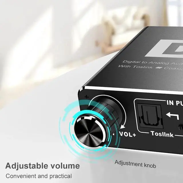 Alt view image 3 of 6 - Aomoproing Digital Rotary Fiber Coaxial to 5.1 Audio Decoder, Coaxial Transfer Converter with 3.5mm Headphone & Ribbon Adjustment