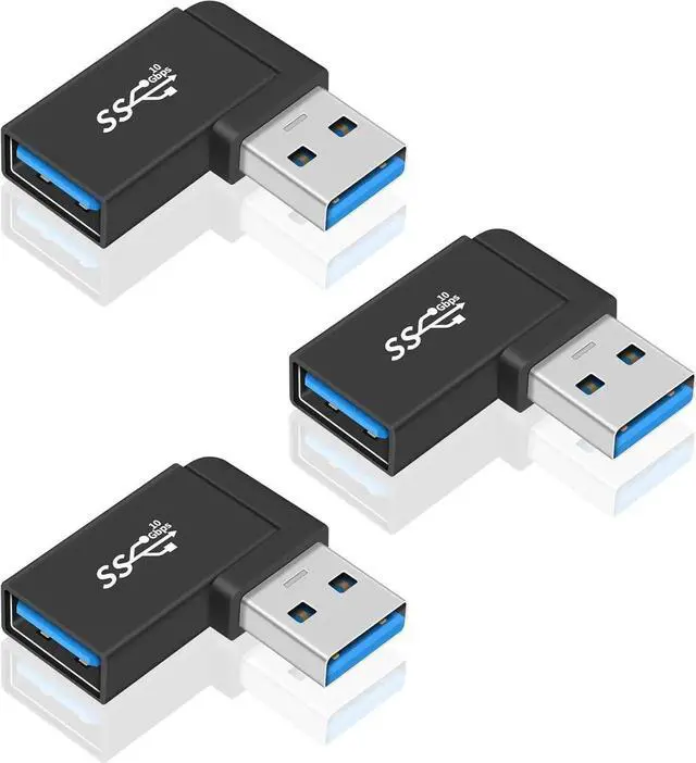 Main image of Aomoproing USB 3.0 Adapter 90 Degree, 5Gbps Right Angle Type A Male to Female Extender OTG Connector, 3-Pack for Hard Drive, Laptop, USB Devices