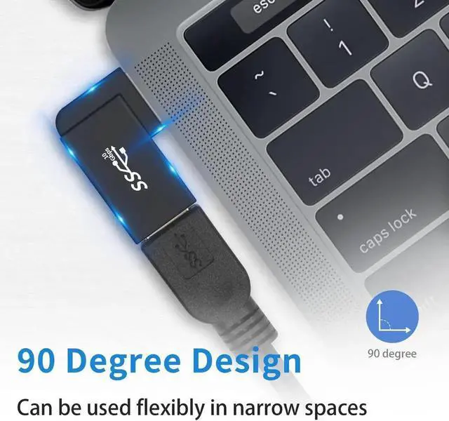 Alt view image 2 of 7 - Aomoproing USB 3.0 Adapter 90 Degree, 5Gbps Right Angle Type A Male to Female Extender OTG Connector, 3-Pack for Hard Drive, Laptop, USB Devices
