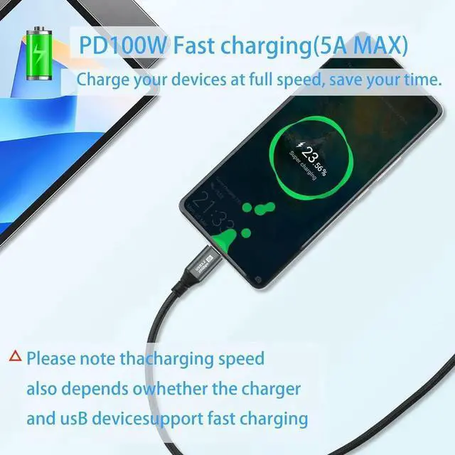 Alt view image 2 of 5 - Aomoproing Gen3.2 Dual Type-C Cable 1m, 100W 20GB Data Cable, 8K Projection Screen Cable for Phones