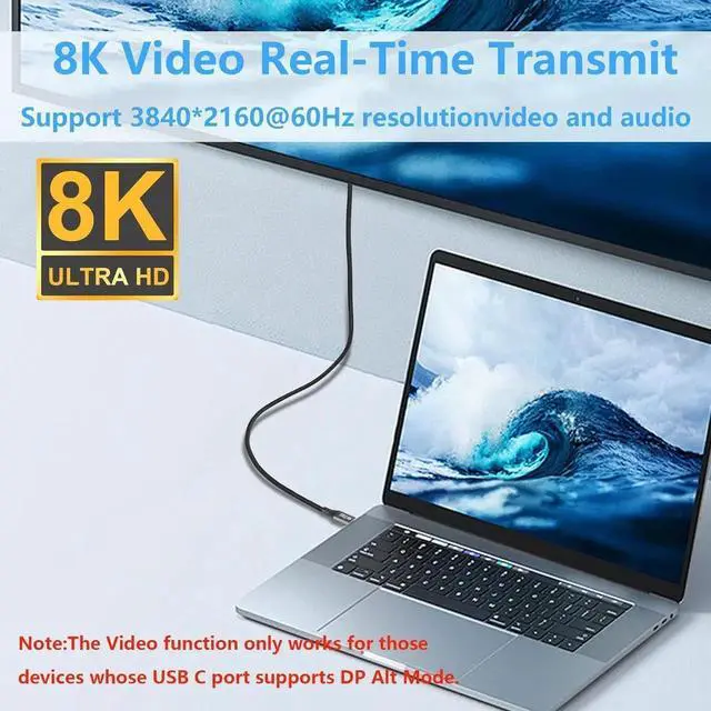 Alt view image 4 of 5 - Aomoproing Gen3.2 Dual Type-C Cable 1m, 100W 20GB Data Cable, 8K Projection Screen Cable for Phones